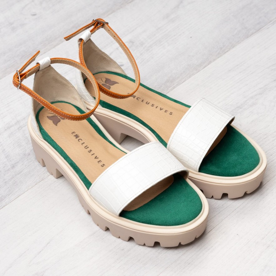 .Sandale - Friday -  Croco White